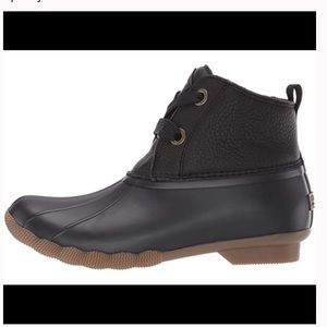 Sperry Women's Saltwater 2-Eye Leather Black Rain Duck Boots